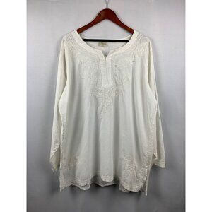 Women’s NWT Advance White Embroidered Cotton Shirt Size 2X